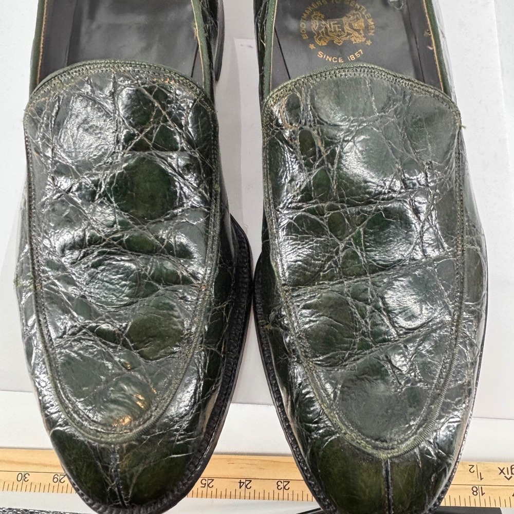 Vintage FootJoy Genuine Alligator Crocodile Loafer Green Exotic Leather Men 10.5 - Picture 15 of 16